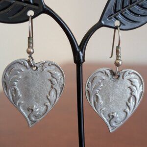 Vintage Hudson Fine Pewter Heart Earrings